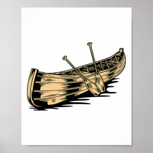 Poster Pagayer en canoë Drôle de canoë en kayak Bateau de
