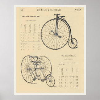 Poster Page Catalogue de bicyclettes Vintage 8X10