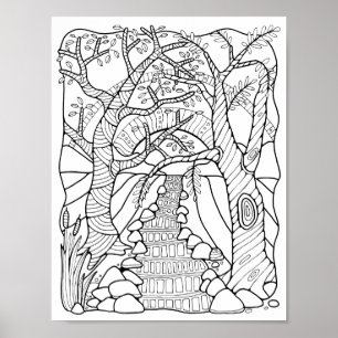 Poster Page Coloriage de la rivière Imaginaire Art