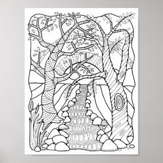 Poster Page Coloriage de la rivière Imaginaire Art