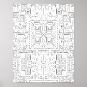 Poster Page de coloriage à motif carré complexe Grille de