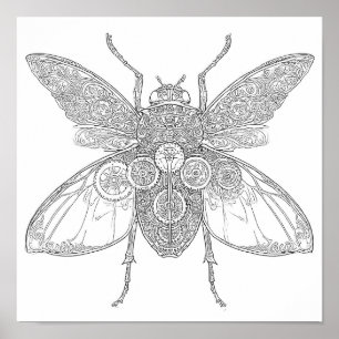 Poster Page de coloriage adulte complexe : Insecte Steamp