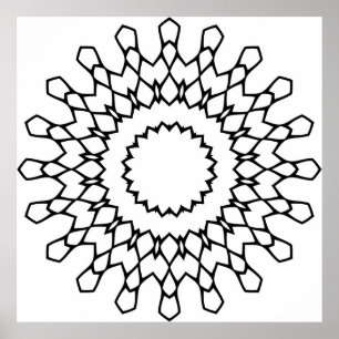 Poster Page de coloriage de mandala à pétale radial Motif