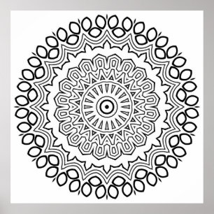 Poster Page de coloriage de mandala avec couches de pétal