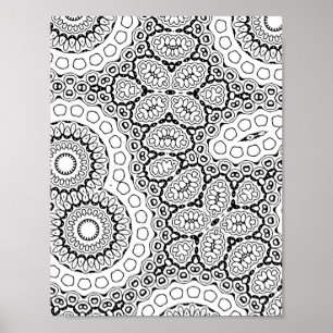 Poster Page de coloriage de motif de carreau de mandala f