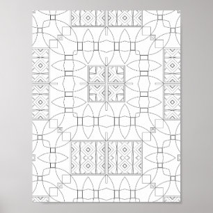 Poster Page de coloriage de motifs de carreaux ornés à co