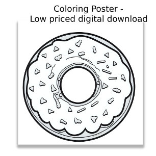 Poster Page de coloriage - Donut!, Coloriez votre propre 