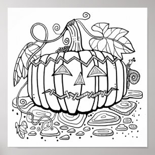 Poster Page de coloriage Halloween Jack O’Lantern Art