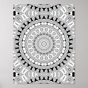 Poster Page de coloriage Heart Petal Burst au design comp