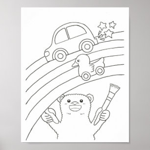 Poster Page de coloriage téléchargeable d'ours polaire ar