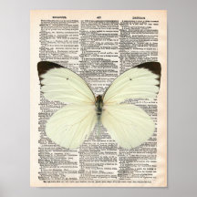 Page de dictionnaire vintage et papillon blanc