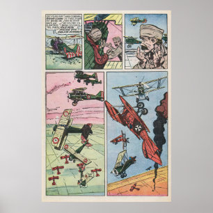 Poster Page de livre de bande dessinée Vintage de l'avion