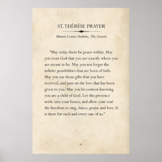 Poster Page de livre de prières St. Therese Art