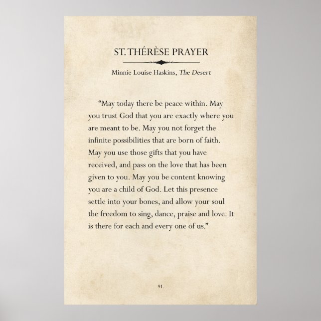 Poster Page de livre de prières St. Therese Art (Devant)