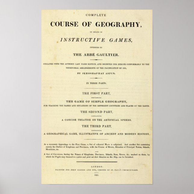 Poster Page de titre Cours complet de géographie (Devant)