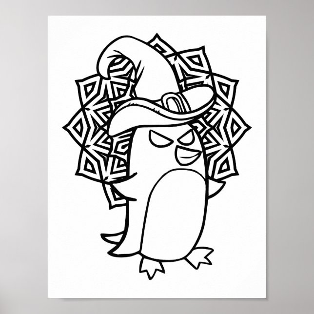 Poster Page Drôle Halloween Penguin Coloration (Devant)