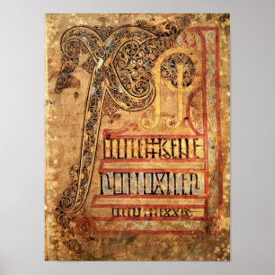 Poster Page initiale des évangiles de Lichfield, c.720