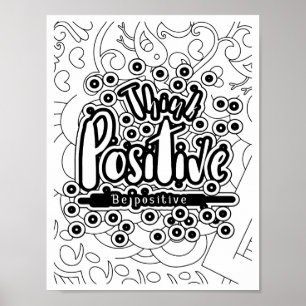 Poster Page Pense Positif - Coloriage