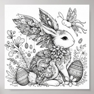Poster Pages de coloriage du lapin de Pâques Imprimable