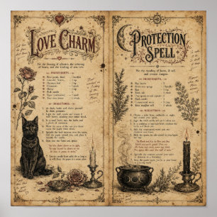 Poster Pages de grimoire vintage