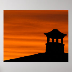 Poster Pagode en silhouette