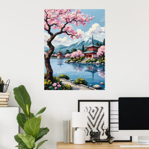 Poster Pagode Japonaise Lakeside
