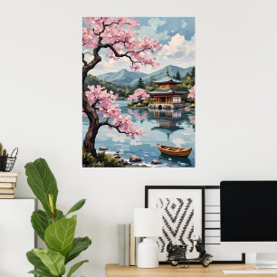 Poster Pagode japonaise sur un lac