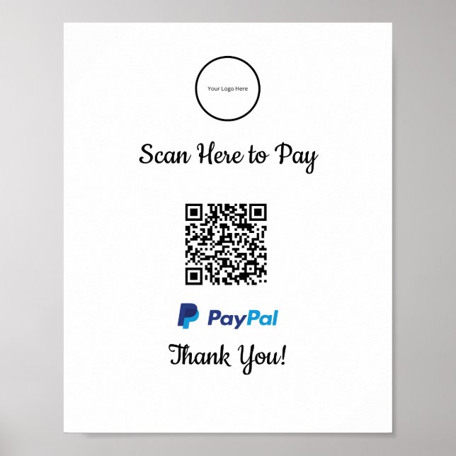 Poster Paiement mobile Paypal | Analyser pour payer (Devant)