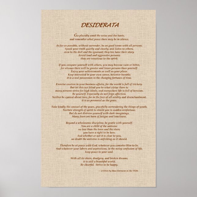 Poster Paille de Desiderata (Devant)