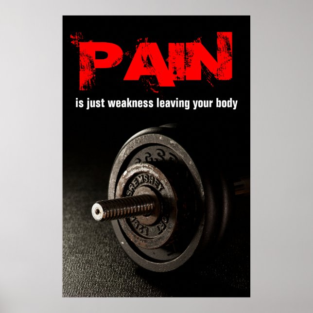 Poster Pain Bodybuilding Fitness Inspirational Dumbell (Devant)