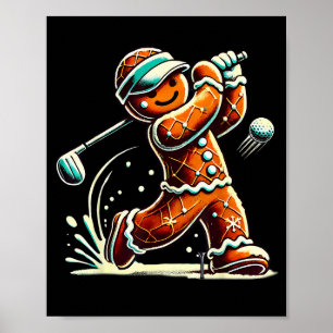 Poster Pain d'épice jouant au golf Noël amateur de golf