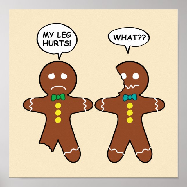 Poster Pain d'épices biscuit Humour de Noël Beige (Devant)