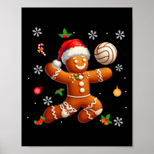 Poster Pain d'épices Jouer au volley-ball Joueur de Noël 