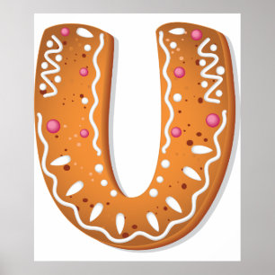 Poster Pain d'épices Lettre U Monogramme Gâteau de fêtes