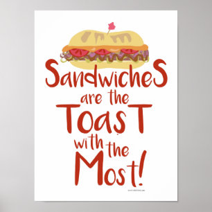 Poster Pain grillé avec la plupart de sandwich drôle