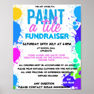 Poster Paint a tile fundraiser PTA PTO