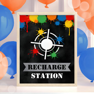 Poster Paintball Recharge Station Garçon fête d'anniversa
