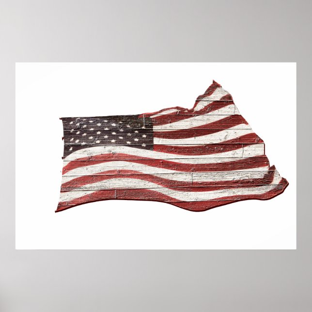 Poster Painted American Flag on Rustic Wood Texture (Devant)