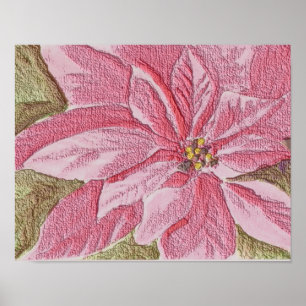 Poster Painted Poinsettia Christmas Flower