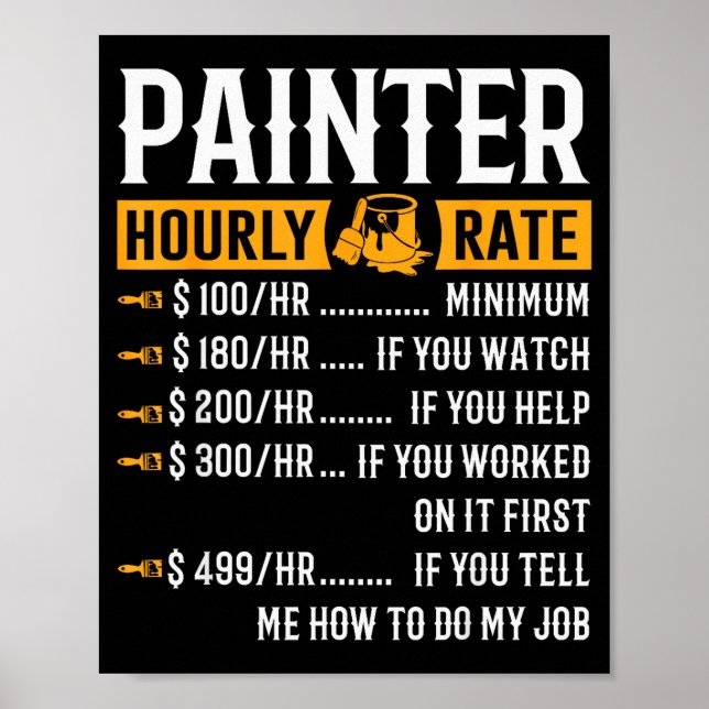 Poster Painter Hourly Rate Funny Painter  (Devant)