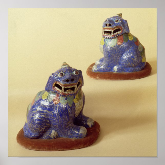 Poster Paire de chiens de cloisonne chinois, 18ème siècle (Devant)