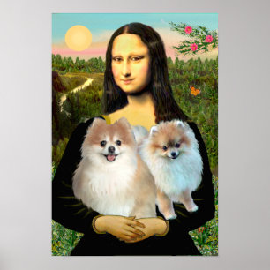 Poster Paire de Pomeranians 3 - Mona Lisa