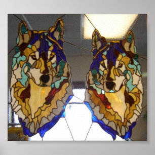 Poster Paires de loup en verre souillé