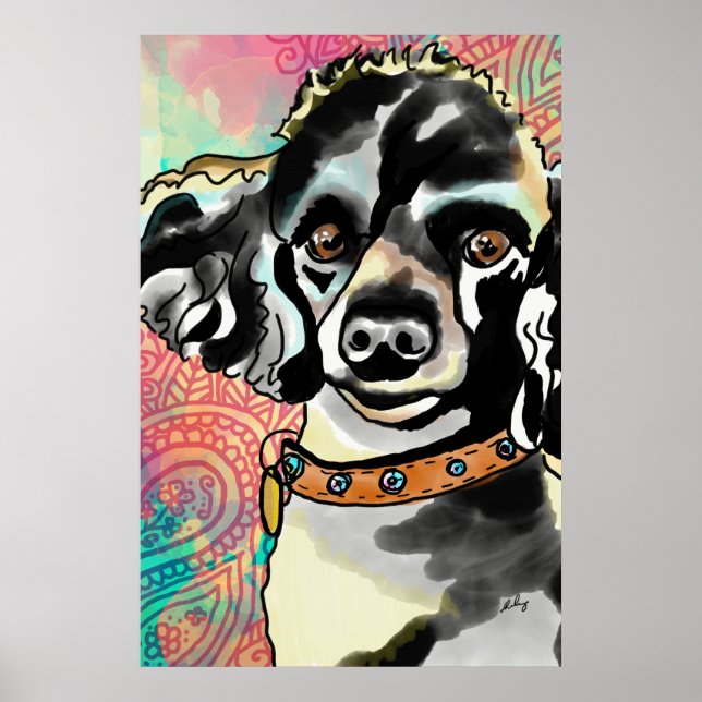 Poster Paisley de caniche (Devant)