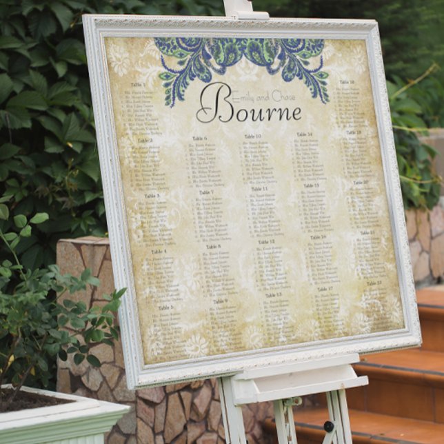 Poster Paisley Peacock Couleurs Réception Carte de siège (Créateur téléchargé)