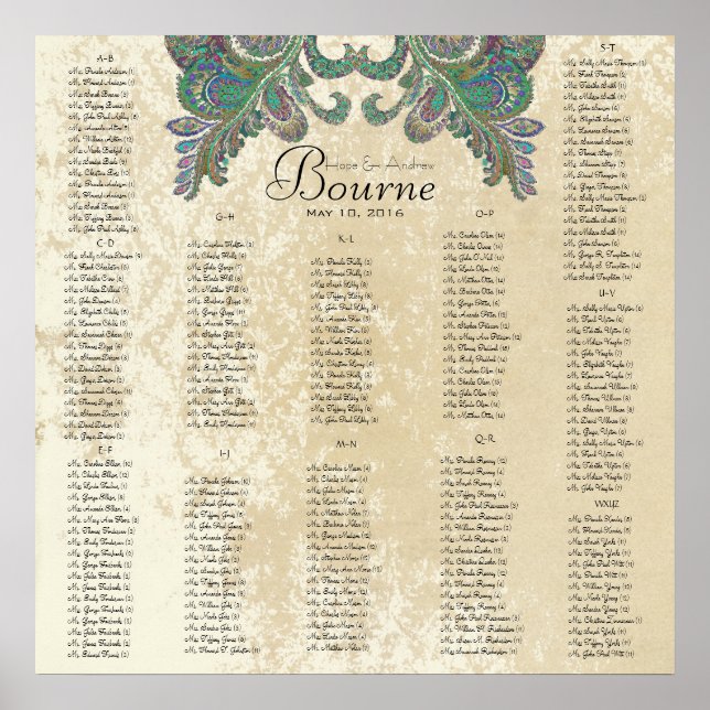 Poster Paisley Peacock - Utilisez 35 x 35 dimensions (200 (Devant)