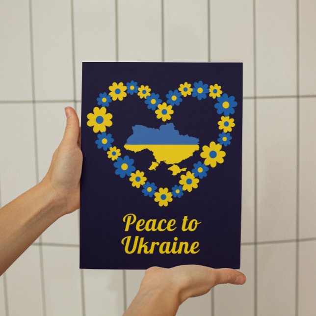 Poster Paix à l'Ukraine Floral Wreath Carte du drapeau Pe (Créateur téléchargé)