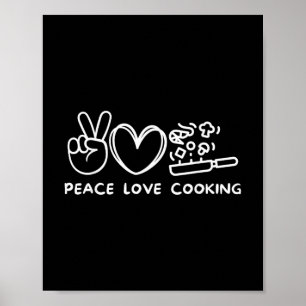 Poster Paix, Amour Cuisine Rétro Cuisine Amateur Chef Nou