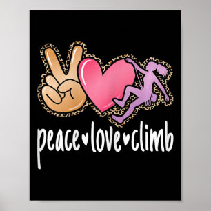 Poster Paix Amour Grimpe Escalade Grimpeuse Mignonne Femm