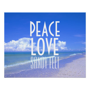 Poster Paix, Amour, Pieds De Sable